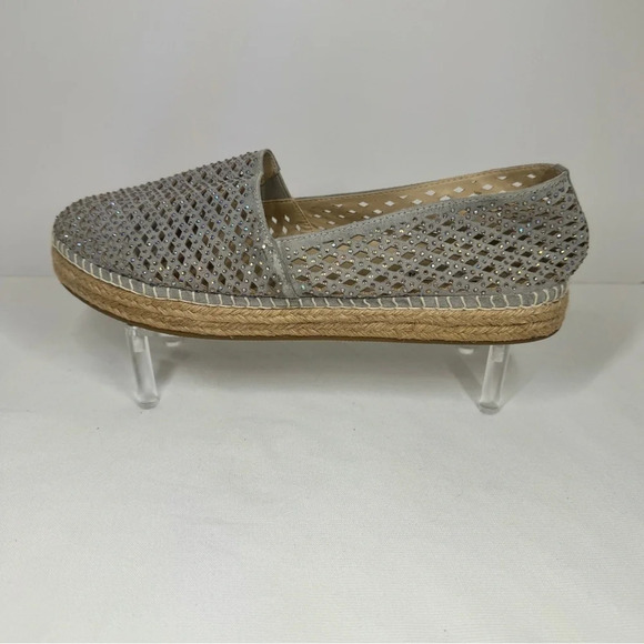 Steve Madden Espadrille Silver Rhinestone Flats Size 9M - Picture 6 of 8